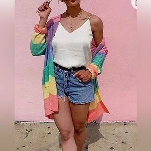 Color block sweater rainbow